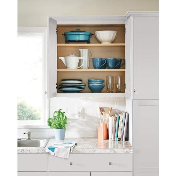 Hampton Bay Designer Series Melvern Assembled 33x34.5x23.75 in. Pots and Pans Drawer Base Kitchen Cabinet in White