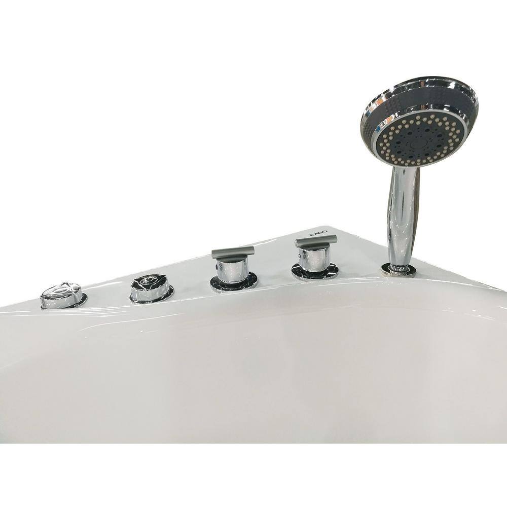 White Acrylic Corner Whirlpool Bathtub with Right Drain