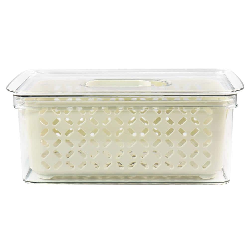 White BPA-Free Plastic Food Storage Container with Colander