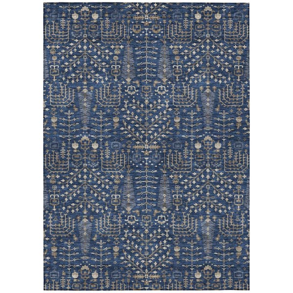 Chantille Machine Washable Indoor/Outdoor Abstract ACN3118 Navy 10 ft. x 14 ft. Area Rug