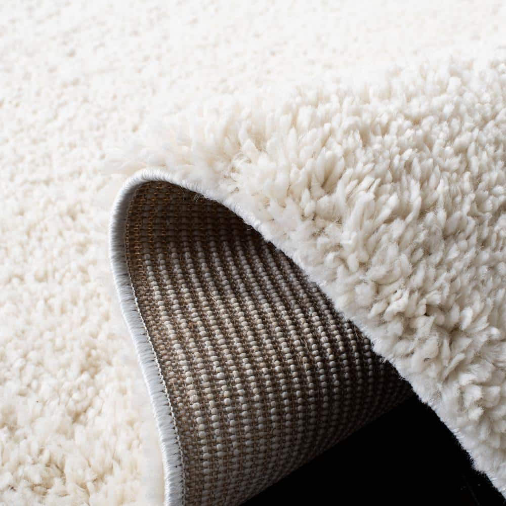 Ivory Square Shag Synthetic Area Rug, 6'7"