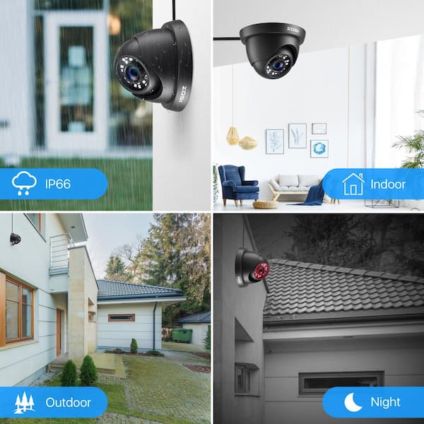 ZOSI Wired 1080p Black Indoor Dome TVI Security Camera Compatible