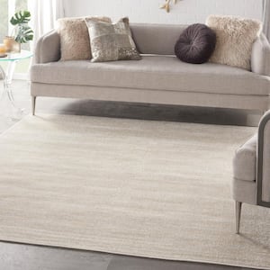 Essentials 9 ft. x 9 ft. Ivory Beige Solid Contemporary Indoor/Outdoor Patio Square Area Rug