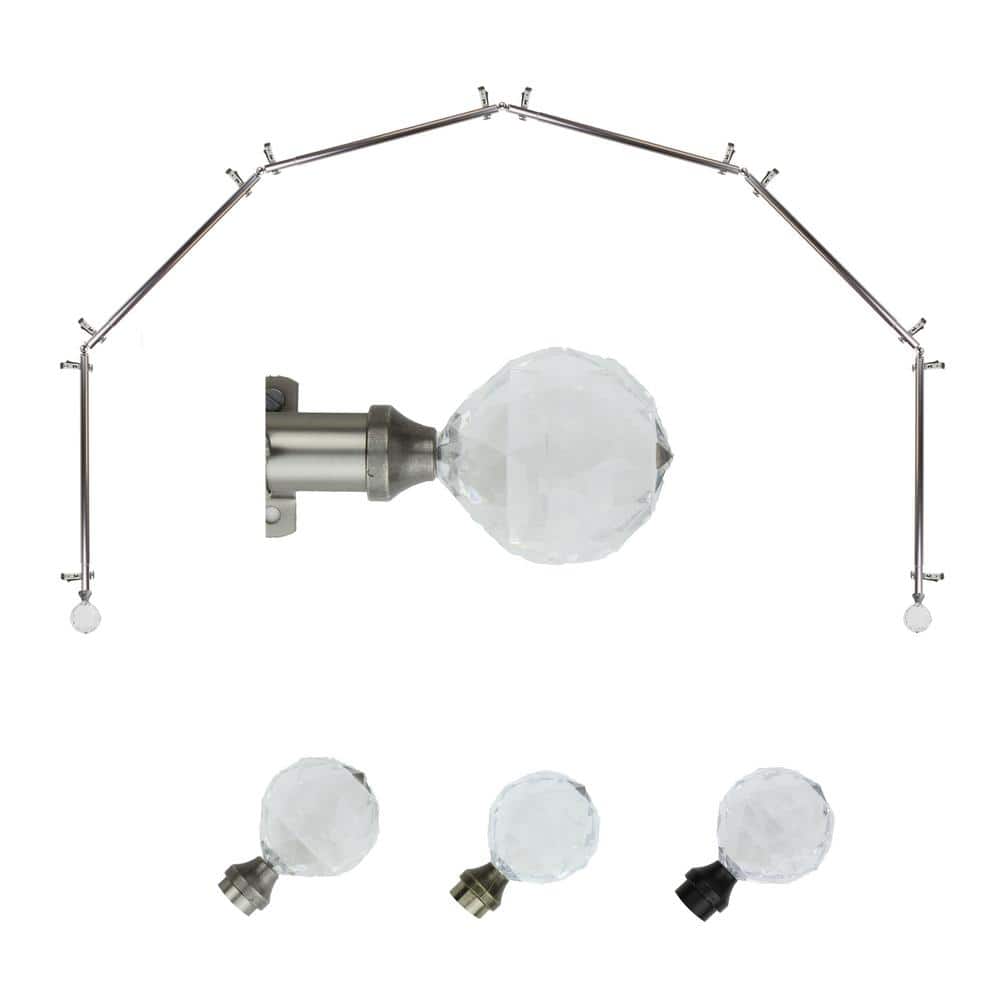 "13/16"" Dia Adjustable 6-Sided Bay Window Curtain Rod 28 to 48"" (each side) with Leticia Finials in Satin Nickel" price history on PriceWatchPro