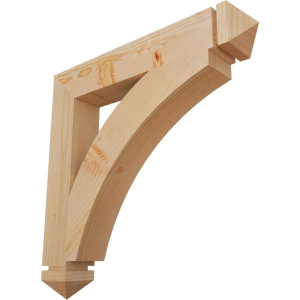 Ekena Millwork 3.5 in. x 26 in. x 26 in. Douglas Fir Thorton Arts and Crafts Smooth Bracket