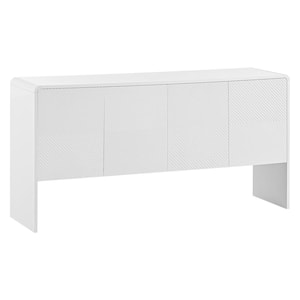White Wood 60 in. W Sideboard with 4-Doors and Rebound Device