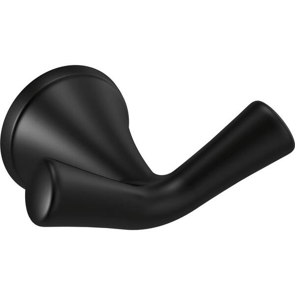Delta Kayra Double Robe Hook in Matte Black 73335BL The Home Depot