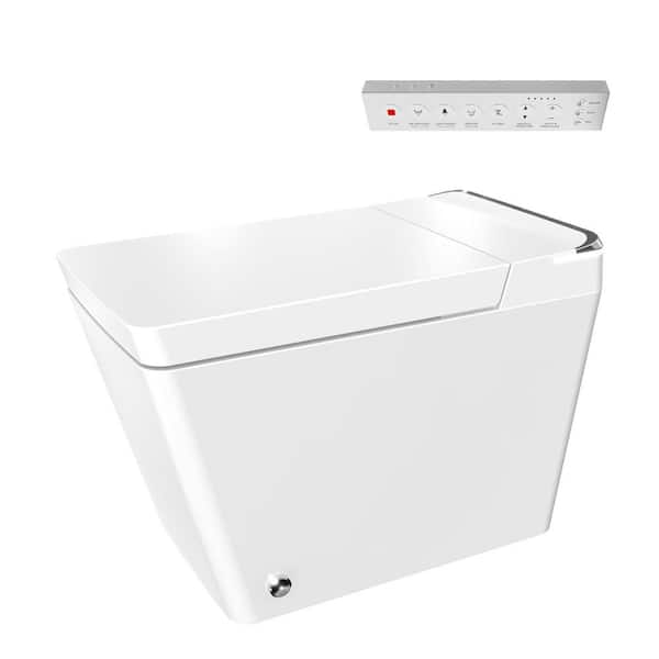RAINLEX Square Bidet Toilet 1 GPF in White with Adjustable Sprayer Settings, Heated, Soft Close
