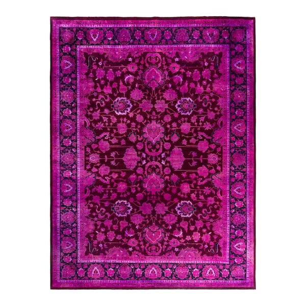 Overdyed Pink 9 ft. x 12 ft. Solid Wool Indoor Area Rug