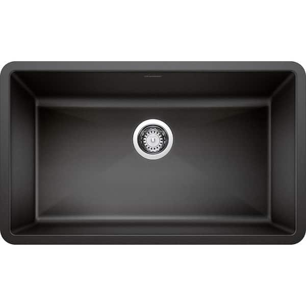 Blanco PRECIS Undermount Granite Composite 32 in. Single Bowl Kitchen Sink in Anthracite