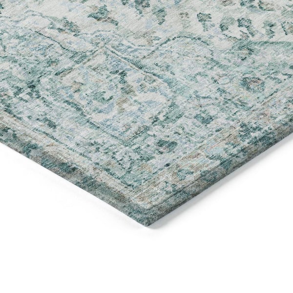 Chantille Machine Washable Indoor/Outdoor Abstract ACN2138 Teal 8 ft. x 8 ft. Area Rug