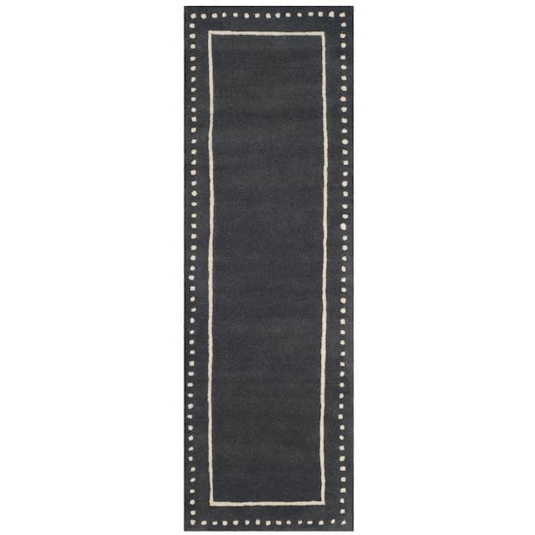 SAFAVIEH Bella Dark Gray/Ivory 2 ft. x 7 ft. Dotted Border Runner Rug