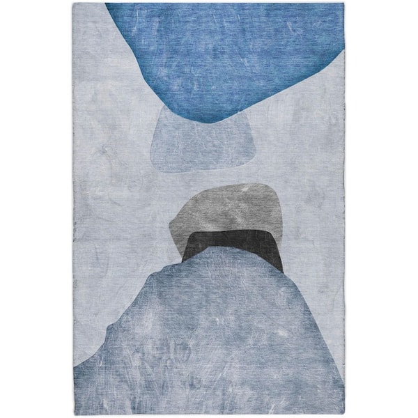Dream Shag Premium Machine Washable Abstract ADS547 Blue 5 ft. x 7 ft. 6 in. Area Rug
