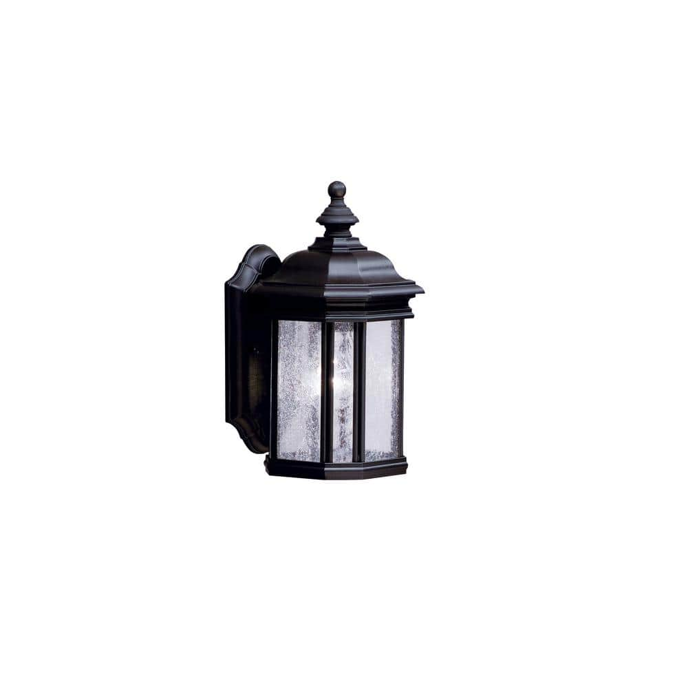 KICHLER Kirkwood 13 in. 1-Light Black Outdoor Hardwired Wall Lantern Sconce with No Bulbs Included (1-Pack)