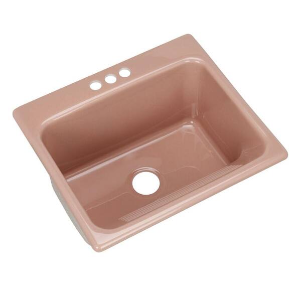 Thermocast Kensington Drop-In Acrylic 25 in. 3-Hole Single Bowl Utility Sink in Wild Rose