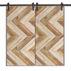 40 in. x 83 in. Sevilla Reclaimed Stained Wood Sliding Double Barn Door with Hardware Kit
