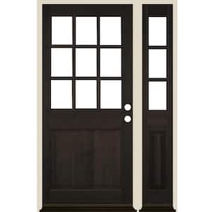 50 in. x 80 in. Farmhouse 1/2 Lite Black Stain Left-Hand/Inswing Douglas Fir Prehung Front Door Right Sidelite