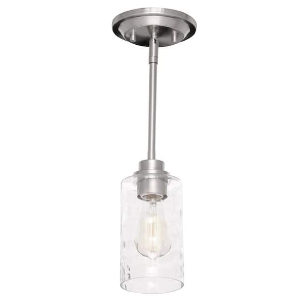 Home Decorators Collection 60-Watt 1-Light Brushed Nickel Mini-Pendant with Clear Glass Shade