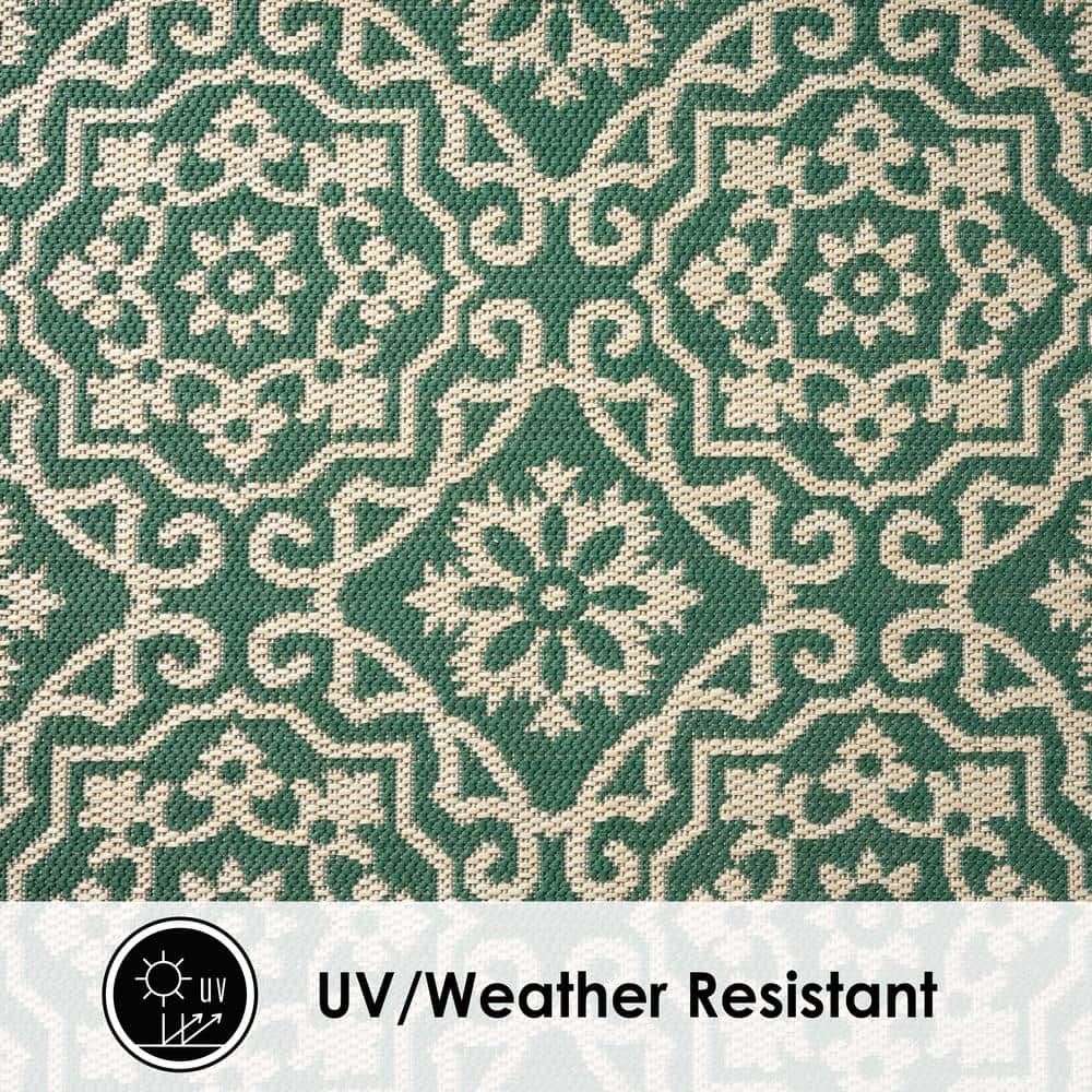 Danica 6' x 9' Green/Beige Geometric Synthetic Area Rug