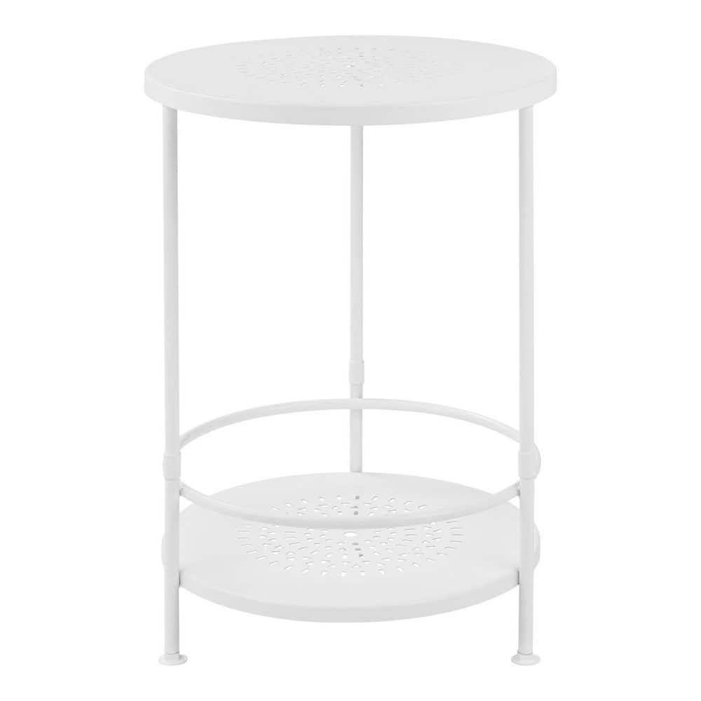 Hampton Bay 24.25 in. White Metal Round Outdoor Patio Table DC1632973