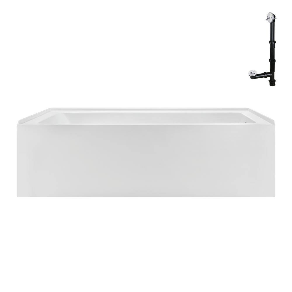 66-Inch Glossy White Acrylic Right-Hand Drain Alcove Bathtub