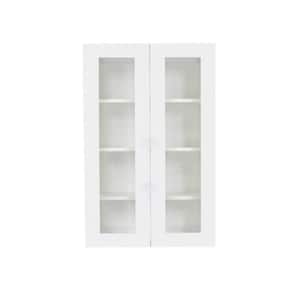 Lancaster Shaker Assembled 27x42x12 in. Wall Mullion-Door Cabinet with 2 Doors 3 Shelves in White