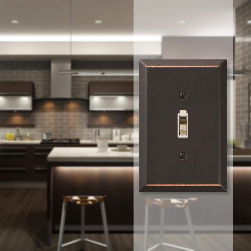 Aged Bronze Oversized Single Toggle Steel Wallplate