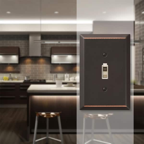 Oversized 1 Gang Toggle Steel Wall Plate - Aged Bronze