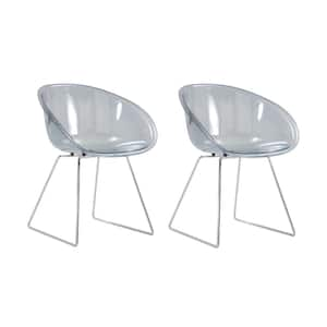 Gray Plastic Side Chair, Dinning Chair (Set of 2)