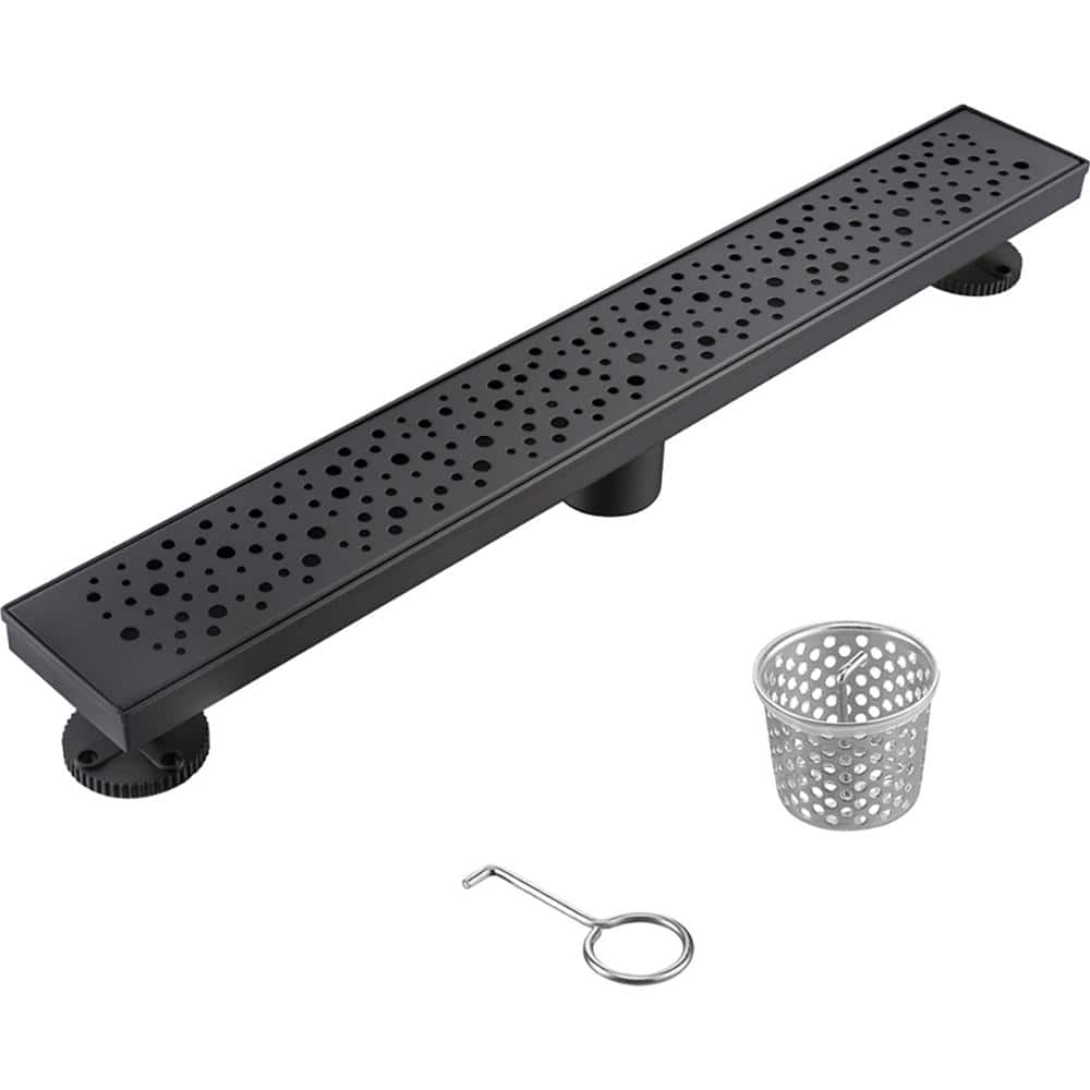28 in. Linear Stainless Steel Shower Drain with Rain Drop Pattern, Matte Black price history on PriceWatchPro