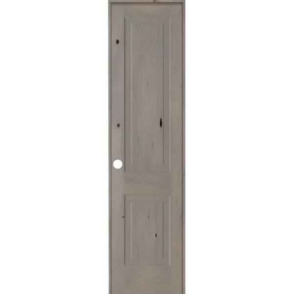 Krosswood Doors 24 in. x 96 in. Rustic Knotty Alder 2-Panel Right Hand Grey Stain Wood Single Prehung Interior Door with Square Top