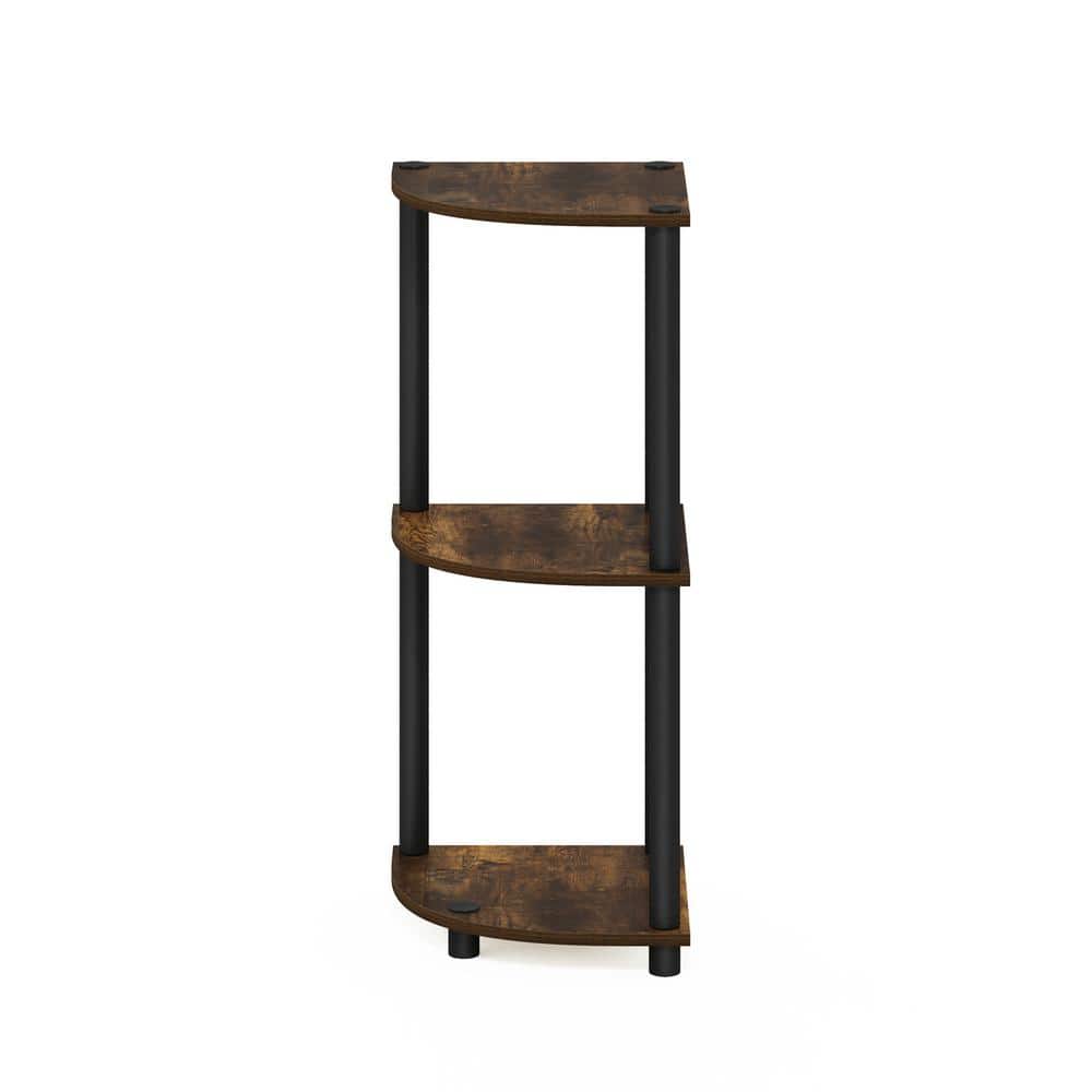 Amber Pine and Black 3-Tier Corner Shelf