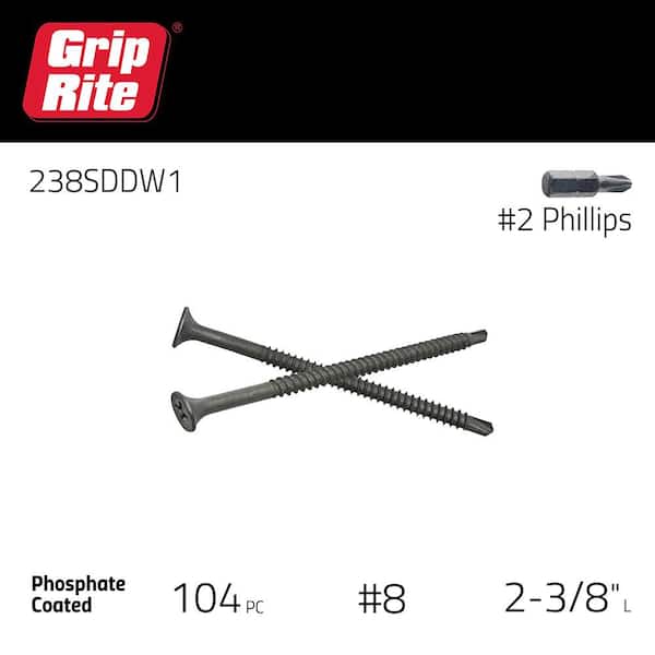 1/4' x 2-3/8'L Gold Phillips Flat Head Wood Screws, 4/Pack
