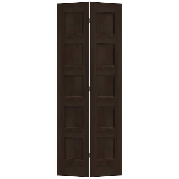 JELD-WEN 36 in. x 80 in. Conmore Espresso Stain Smooth Hollow Core Molded Composite Interior Closet Bi-Fold Door