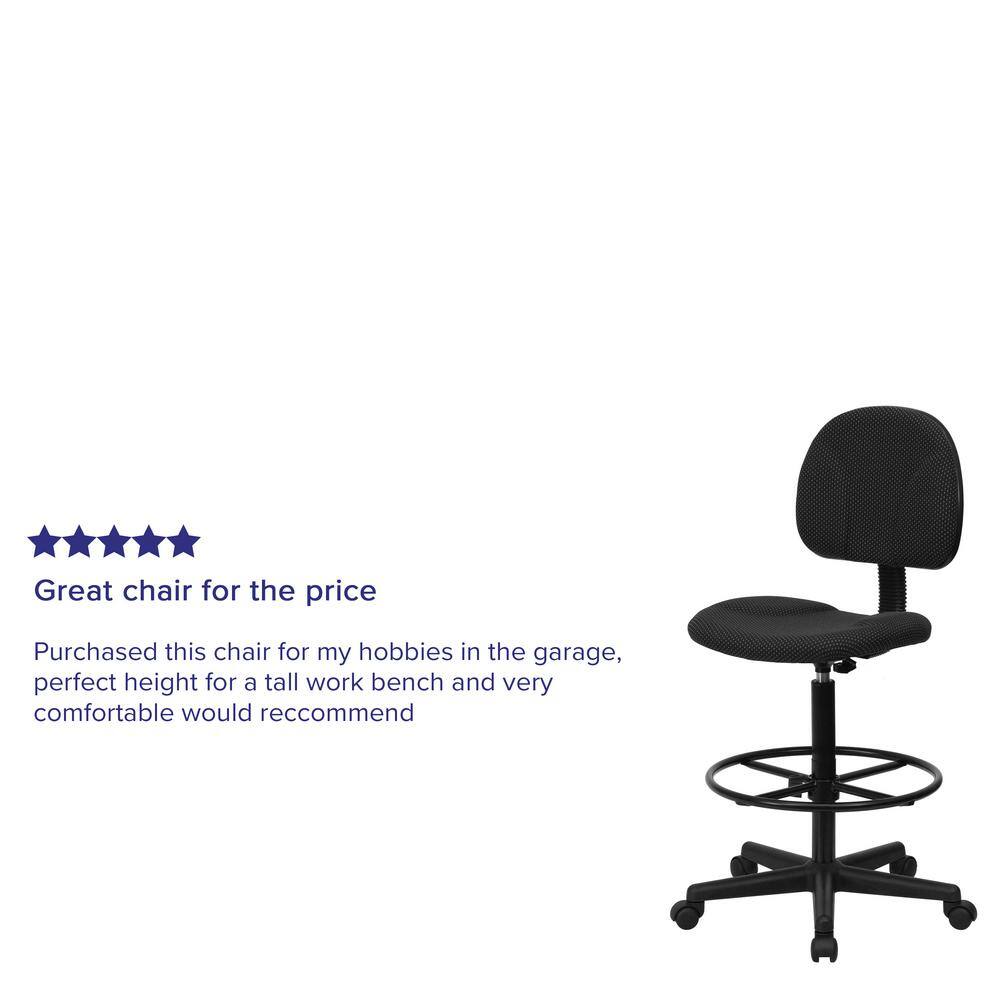 Black Adjustable Swivel Drafting Chair with Foot Ring