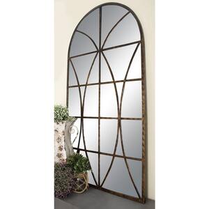 59 in. x 32 in. Brown Glass Traditional Arch Wall Mirror