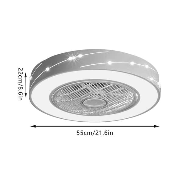 OUKANING 21.6 in. White Modern Round Indoor Integrated LED