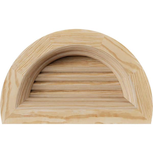 41 in. x 23 in. Half Round Unfinished Smooth Pine Wood Paintable Gable Louver Vent