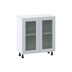 Cumberland Light Gray Glass Assembled Shallow Base Kitchen Cabinet with 2 Doors (30 in. W x 34.5 in. H x 14 in. D)