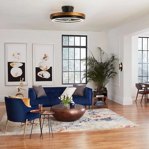 0.98 ft. 1-Light Brown Farmhouse LED Indoor Woodgrain Flush Mount Ceiling Fan with 11.8 in. Fan Blade Span Ceiling Fans With Lights