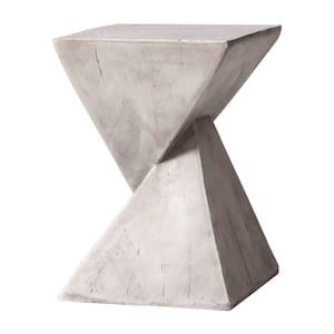 Modern Side Table Square Fiberstone Nightstand Accent Table Stool Outdoor Log Glint Series in Marble White