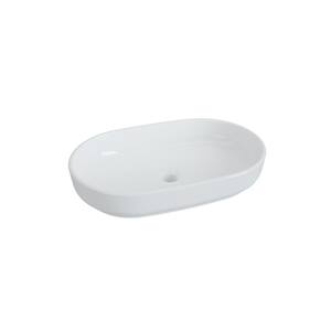 21.6 in. Ceramic Oval Vessel Bathroom Sink in White