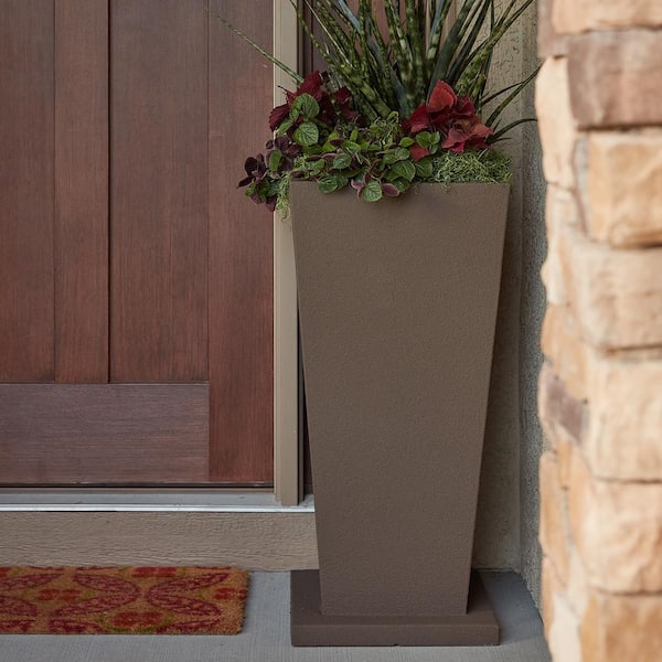 PolyStone Planters Paseo Square Taper 17 in. x 36 in. Black Square