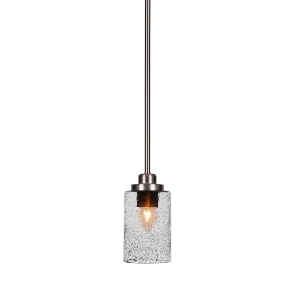Unbranded Monroe 100-Watt 1-Light Brushed Nickel Shaded Pendant Light with Smoke Bubble Glass Shade, No Bulb Included