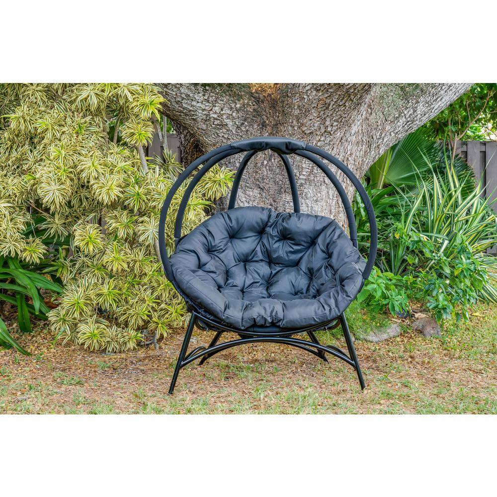 Overland Cozy Ball Hanging Chair with Plush Cushions - Black