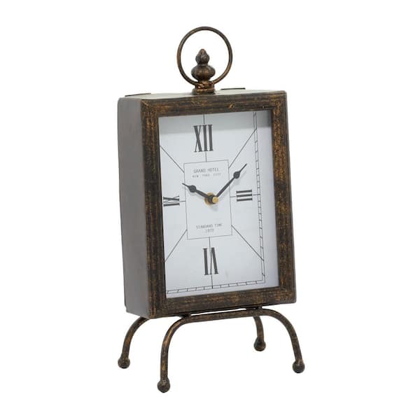 Litton Lane 8 in. x 14 in. Brass Metal Standing Stopwatch Analog Clock