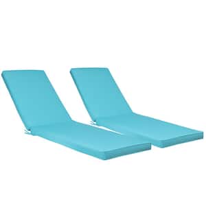 22.05 in. x 31.5 in. 2-Piece CushionGuard Outdoor Chaise Lounge Cushion Sky Blue