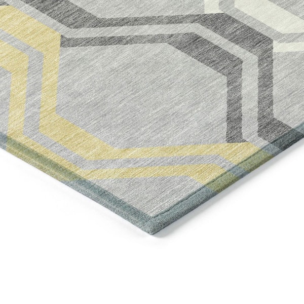 Chantille Machine Washable Indoor/Outdoor Abstract ACN2326 Silver 8 ft. x 10 ft. Area Rug