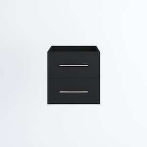 Napa 24 in. W x 22 in. D Single Sink Bathroom Vanity Wall Mounted in Matte Black with Carrera Marble Countertop