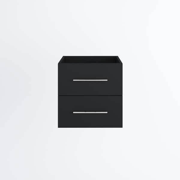 VOLPA USA AMERICAN CRAFTED VANITIES Napa 24 in. W x 22 in. D Single Sink Bathroom Vanity Wall Mounted in Matte Black with Carrera Marble Countertop
